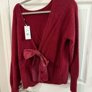 Vineyard Vines Burgundy Sweater with Bow (bow in back)
